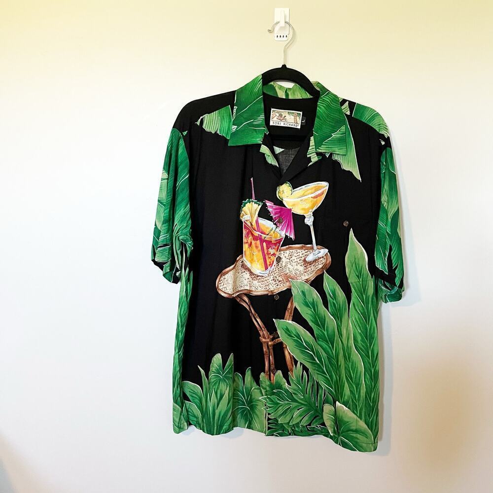 Vintage Tori Richard Hawaiian cocktail drinks button up men’s large